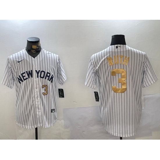Men New York Yankees 3 Babe Ruth White Pinstripe Fashion Cool Base Jerseys Men New York Yankees 3 Babe Ruth White Pinstripe Fashion Cool Base Jerseys