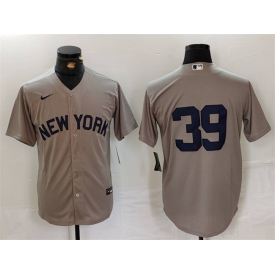 Men New York Yankees 39 Jose Trevino Grey Cool Base Stitched Baseball Jersey Men New York Yankees 39 Jose Trevino Grey Cool Base Stitched Baseball Jersey