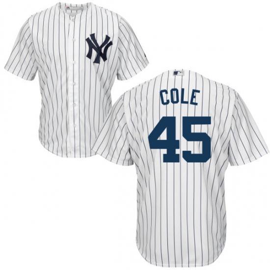 Men New York Yankees 45 Gerrit Cole Home white Cool Base Jersey Men New York Yankees 45 Gerrit Cole Home white Cool Base Jersey