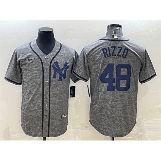 Men New York Yankees 48 Anthony Rizzo Grey Cool Base Stitched Jersey Men New York Yankees 48 Anthony Rizzo Grey Cool Base Stitched Jersey