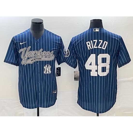 Men New York Yankees 48 Anthony Rizzo Navy With Patch Cool Base Stitched Baseball Jersey Men New York Yankees 48 Anthony Rizzo Navy With Patch Cool Base Stitched Baseball Jersey