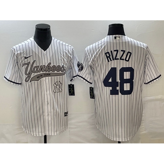 Men New York Yankees 48 Anthony Rizzo White With Patch Cool Base Stitched Baseball Jersey Men New York Yankees 48 Anthony Rizzo White With Patch Cool Base Stitched Baseball Jersey