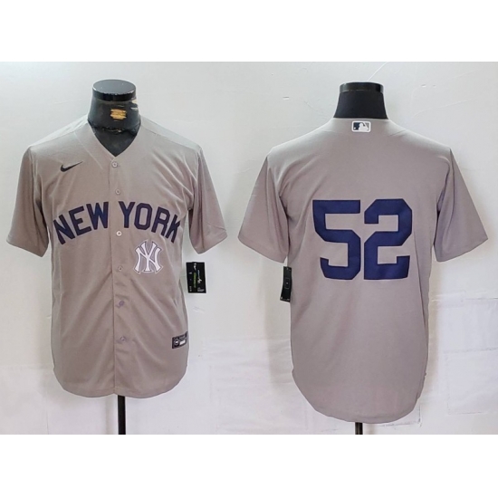 Men New York Yankees 52 CC Sabathia Grey Cool Base Stitched Baseball Jersey 2 Men New York Yankees 52 CC Sabathia Grey Cool Base Stitched Baseball Jersey 2
