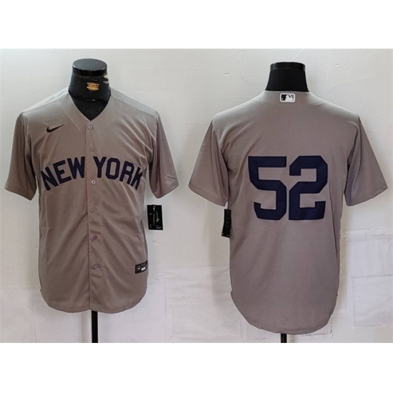 Men New York Yankees 52 CC Sabathia Grey Cool Base Stitched Baseball Jersey Men New York Yankees 52 CC Sabathia Grey Cool Base Stitched Baseball Jersey