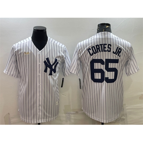 Men New York Yankees 65 Nestor Cortes Jr White Cool Base Stitched Jersey Men New York Yankees 65 Nestor Cortes Jr White Cool Base Stitched Jersey