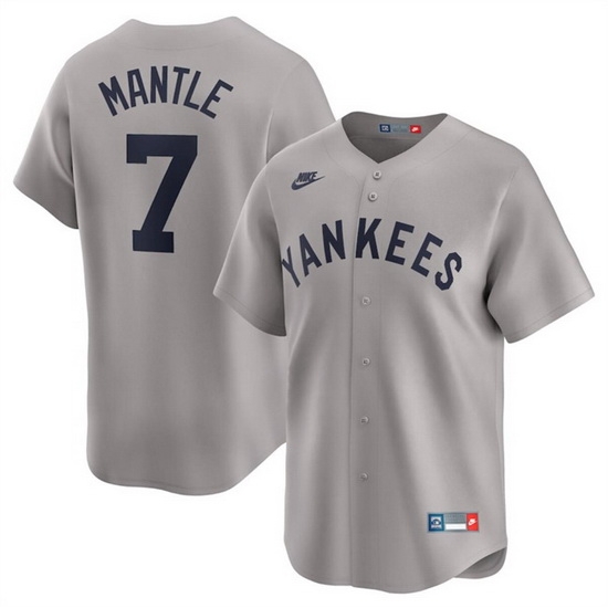 Men New York Yankees 7 Mickey Mantle Gray Cooperstown Collection Limited Stitched Baseball Jersey Men New York Yankees 7 Mickey Mantle Gray Cooperstown Collection Limited Stitched Baseball Jersey