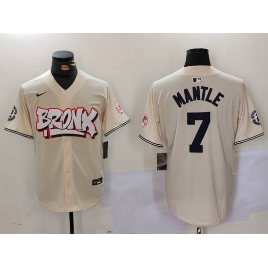 Men New York Yankees 7 Mickey Mantle The Bronx Graffiti V2 Vapor Limited Stitched Baseball Jersey 2 Men New York Yankees 7 Mickey Mantle The Bronx Graffiti V2 Vapor Limited Stitched Baseball Jersey 2