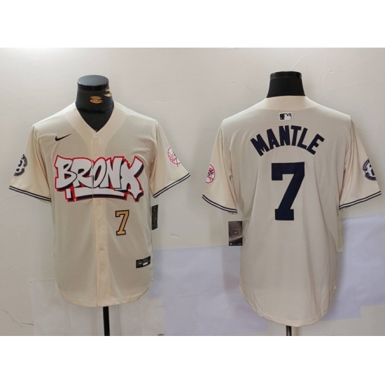 Men New York Yankees 7 Mickey Mantle The Bronx Graffiti V2 Vapor Limited Stitched Baseball Jersey 3 Men New York Yankees 7 Mickey Mantle The Bronx Graffiti V2 Vapor Limited Stitched Baseball Jersey 3