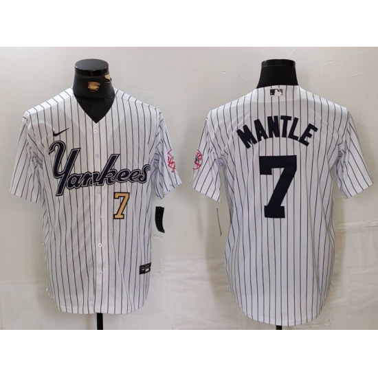 Men New York Yankees 7 Mickey Mantle White Cool Base Stitched Baseball Jersey 4 Men New York Yankees 7 Mickey Mantle White Cool Base Stitched Baseball Jersey 4