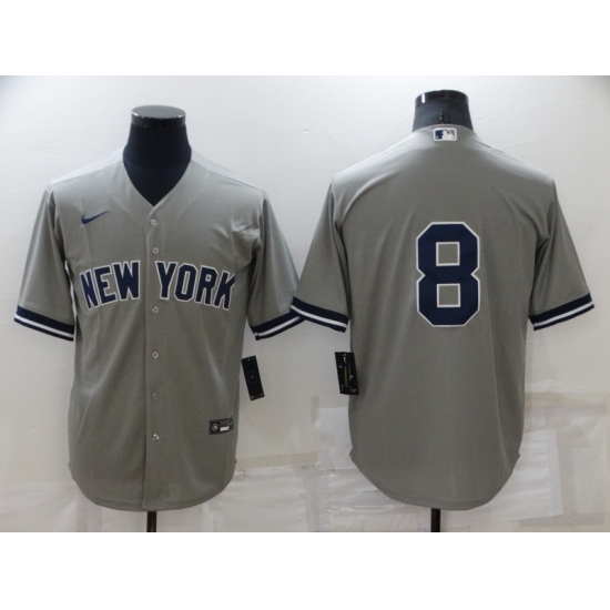 Men New York Yankees 8 Yogi Berr Grey Cool Base Stitched Baseball Jerse Men New York Yankees 8 Yogi Berr Grey Cool Base Stitched Baseball Jerse