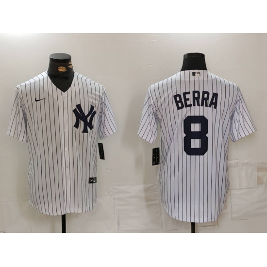 Men New York Yankees 8 Yogi Berra White Cool Base Stitched Baseball Jersey Men New York Yankees 8 Yogi Berra White Cool Base Stitched Baseball Jersey