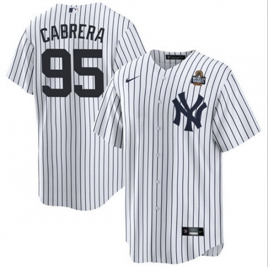 Men New York Yankees 95 Oswaldo Cabrera White 2024 World Series Cool Base Stitched Baseball Jersey Men New York Yankees 95 Oswaldo Cabrera White 2024 World Series Cool Base Stitched Baseball Jersey