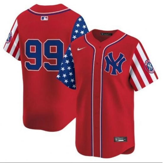 Men New York Yankees #99 Aaron Judge Blue Flag fashion Red Jersey Men New York Yankees #99 Aaron Judge Blue Flag fashion Red Jersey