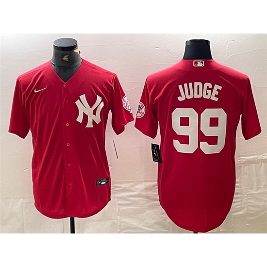Men New York Yankees 99 Aaron Judge Red Cool Base Stitched Baseball Jersey Men New York Yankees 99 Aaron Judge Red Cool Base Stitched Baseball Jersey