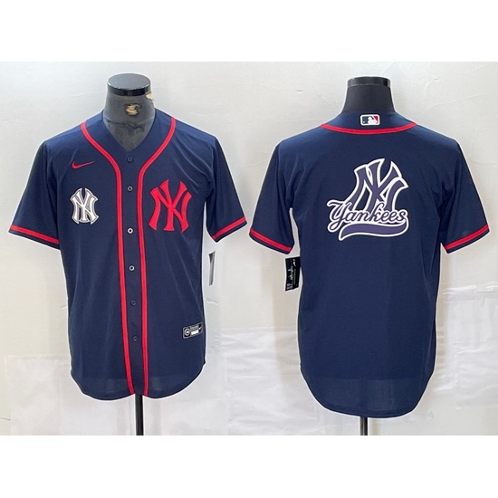 Men New York Yankees Big LOGO Navy Cool Base Stitched Baseball Jersey 22 Men New York Yankees Big LOGO Navy Cool Base Stitched Baseball Jersey 22