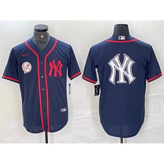 Men New York Yankees Big LOGO Navy Cool Base Stitched Baseball Jersey 6 Men New York Yankees Big LOGO Navy Cool Base Stitched Baseball Jersey 6