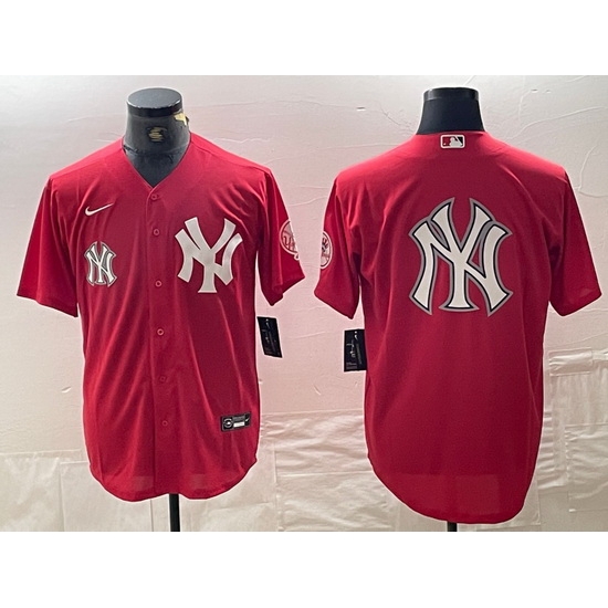 Men New York Yankees Big Logo Red Cool Base Stitched Baseball Jersey 15 Men New York Yankees Big Logo Red Cool Base Stitched Baseball Jersey 15