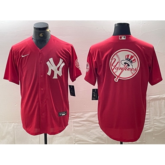 Men New York Yankees Big Logo Red Cool Base Stitched Baseball Jersey 16 Men New York Yankees Big Logo Red Cool Base Stitched Baseball Jersey 16
