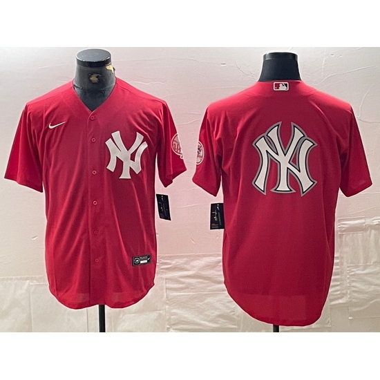 Men New York Yankees Big Logo Red Cool Base Stitched Baseball Jersey 18 Men New York Yankees Big Logo Red Cool Base Stitched Baseball Jersey 18