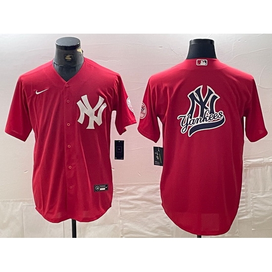 Men New York Yankees Big Logo Red Cool Base Stitched Baseball Jersey 19 Men New York Yankees Big Logo Red Cool Base Stitched Baseball Jersey 19