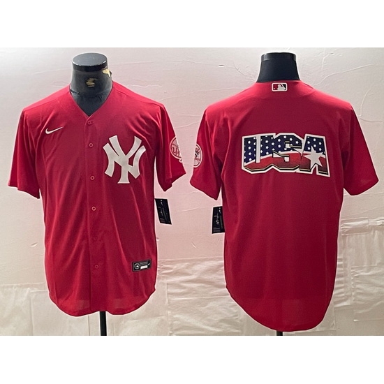 Men New York Yankees Big Logo Red Cool Base Stitched Baseball Jersey 21 Men New York Yankees Big Logo Red Cool Base Stitched Baseball Jersey 21