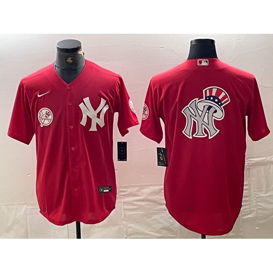 Men New York Yankees Big Logo Red Cool Base Stitched Baseball Jersey 6 Men New York Yankees Big Logo Red Cool Base Stitched Baseball Jersey 6