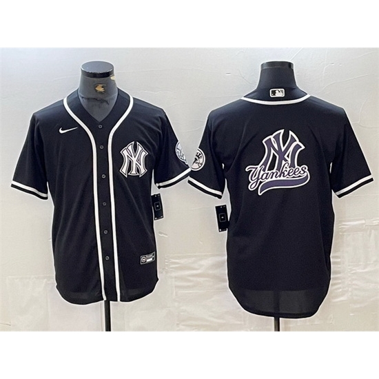 Men New York Yankees Black Team Big Logo Cool Base Stitched Baseball Jersey 3 Men New York Yankees Black Team Big Logo Cool Base Stitched Baseball Jersey 3