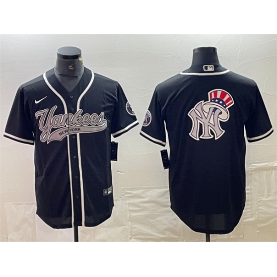 Men New York Yankees Black Team Big Logo Cool Base Stitched Baseball Jersey Men New York Yankees Black Team Big Logo Cool Base Stitched Baseball Jersey