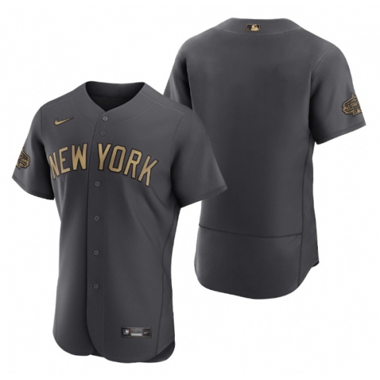 Men New York Yankees Blank 2022 All Star Charcoal Flex Base Stitched Baseball Jersey Men New York Yankees Blank 2022 All Star Charcoal Flex Base Stitched Baseball Jersey