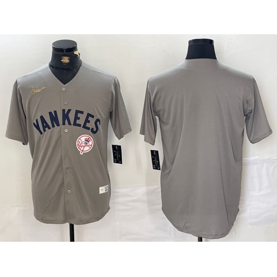 Men New York Yankees Blank Grey Cool Base Stitched Baseball Jersey 002 Men New York Yankees Blank Grey Cool Base Stitched Baseball Jersey 002