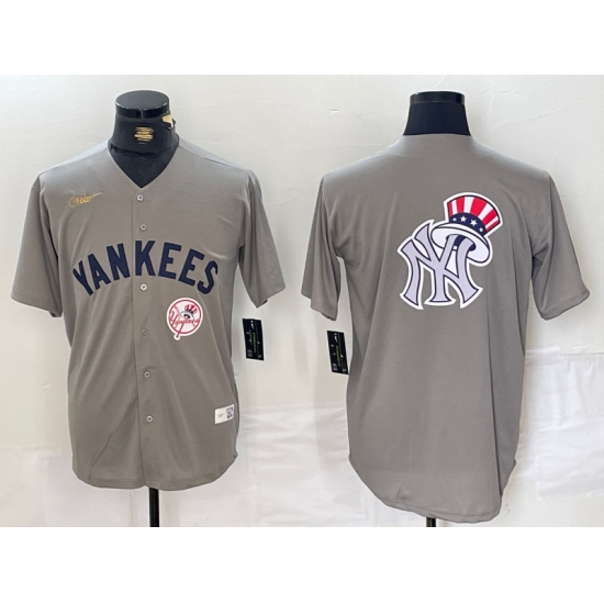 Men New York Yankees Grey Team Big Logo Cool Base Stitched Baseball Jersey 004 Men New York Yankees Grey Team Big Logo Cool Base Stitched Baseball Jersey 004