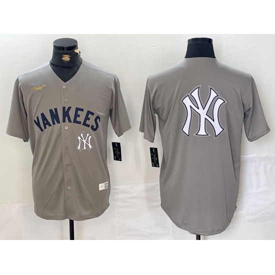 Men New York Yankees Grey Team Big Logo Cool Base Stitched Baseball Jersey 007 Men New York Yankees Grey Team Big Logo Cool Base Stitched Baseball Jersey 007