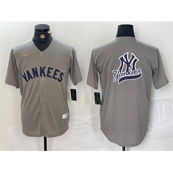 Men New York Yankees Grey Team Big Logo Cool Base Stitched Baseball Jersey 5 Men New York Yankees Grey Team Big Logo Cool Base Stitched Baseball Jersey 5