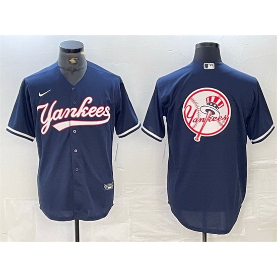 Men New York Yankees Navy Team Big Logo Cool Base Stitched Baseball Jersey 4 Men New York Yankees Navy Team Big Logo Cool Base Stitched Baseball Jersey 4