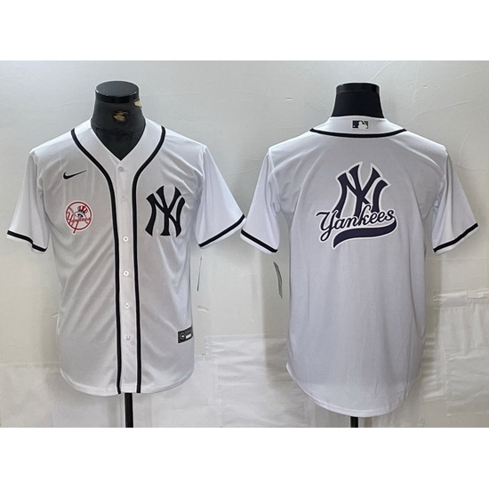 Men New York Yankees White Team Big Logo Cool Base Stitched Baseball Jersey 4 Men New York Yankees White Team Big Logo Cool Base Stitched Baseball Jersey 4