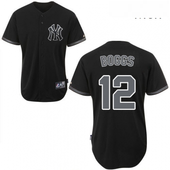 Mens Majestic New York Yankees 12 Wade Boggs Replica Black Fashion MLB Jersey Mens Majestic New York Yankees 12 Wade Boggs Replica Black Fashion MLB Jersey