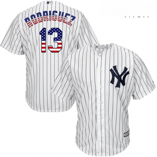 Mens Majestic New York Yankees 13 Alex Rodriguez Replica White USA Flag Fashion MLB Jersey Mens Majestic New York Yankees 13 Alex Rodriguez Replica White USA Flag Fashion MLB Jersey