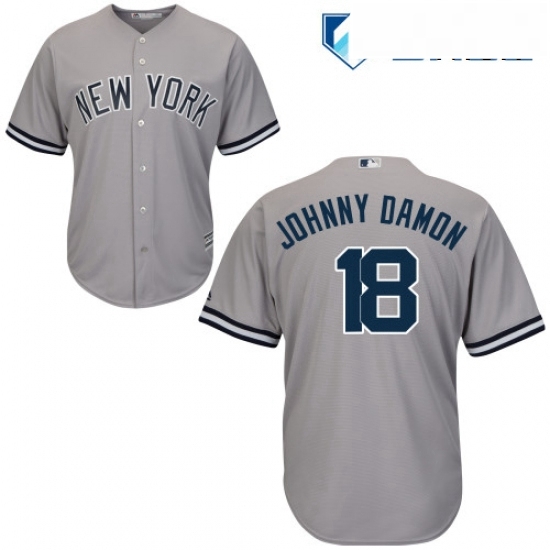 Mens Majestic New York Yankees 18 Johnny Damon Replica Grey Road MLB Jersey Mens Majestic New York Yankees 18 Johnny Damon Replica Grey Road MLB Jersey