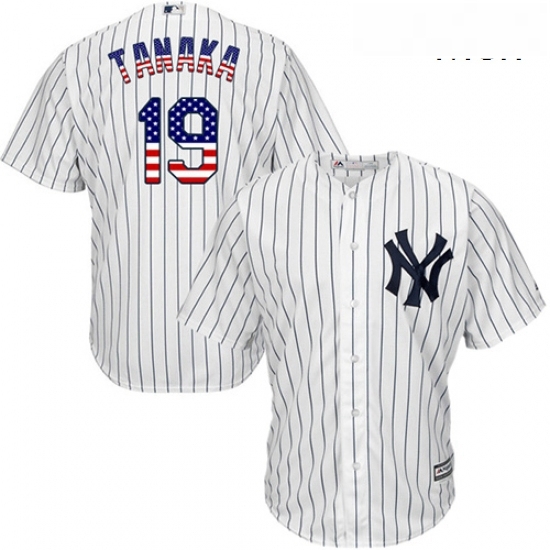 Mens Majestic New York Yankees 19 Masahiro Tanaka Replica White USA Flag Fashion MLB Jersey Mens Majestic New York Yankees 19 Masahiro Tanaka Replica White USA Flag Fashion MLB Jersey