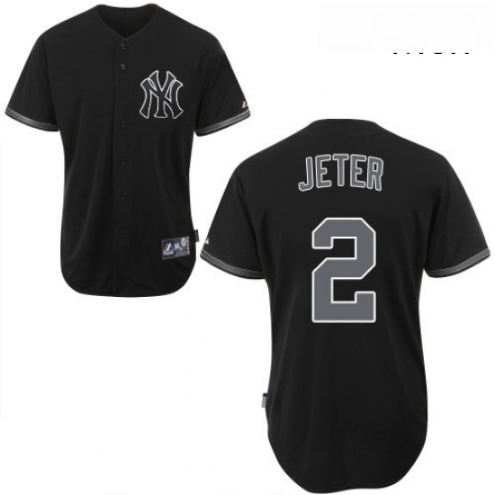 Mens Majestic New York Yankees 2 Derek Jeter Replica Black Fashion MLB Jersey Mens Majestic New York Yankees 2 Derek Jeter Replica Black Fashion MLB Jersey