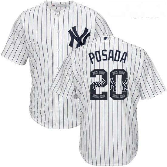 Mens Majestic New York Yankees 20 Jorge Posada Authentic White Team Logo Fashion MLB Jersey Mens Majestic New York Yankees 20 Jorge Posada Authentic White Team Logo Fashion MLB Jersey