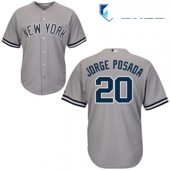 Mens Majestic New York Yankees 20 Jorge Posada Replica Grey Road MLB Jersey Mens Majestic New York Yankees 20 Jorge Posada Replica Grey Road MLB Jersey