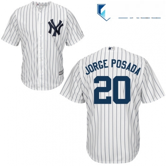 Mens Majestic New York Yankees 20 Jorge Posada Replica White Home MLB Jersey Mens Majestic New York Yankees 20 Jorge Posada Replica White Home MLB Jersey