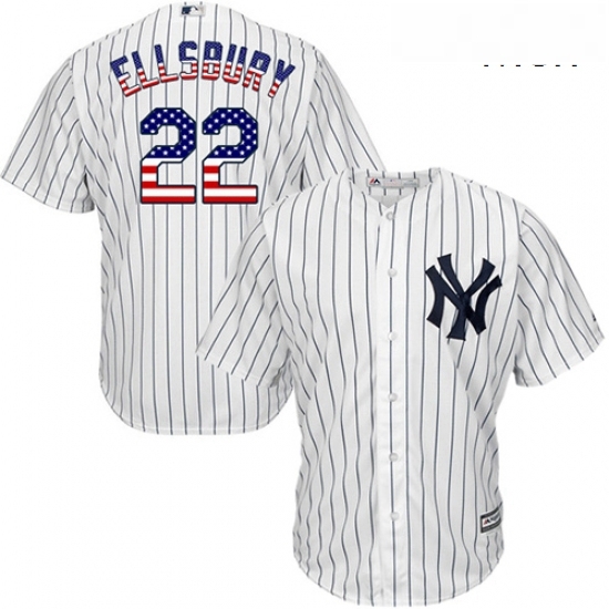 Mens Majestic New York Yankees 22 Jacoby Ellsbury Authentic White USA Flag Fashion MLB Jersey Mens Majestic New York Yankees 22 Jacoby Ellsbury Authentic White USA Flag Fashion MLB Jersey