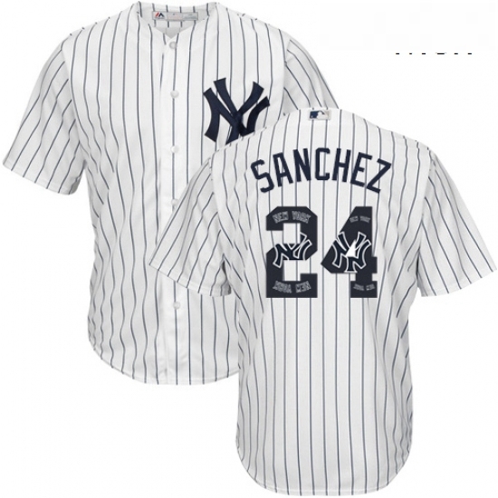 Mens Majestic New York Yankees 24 Gary Sanchez Authentic White Team Logo Fashion MLB Jersey Mens Majestic New York Yankees 24 Gary Sanchez Authentic White Team Logo Fashion MLB Jersey