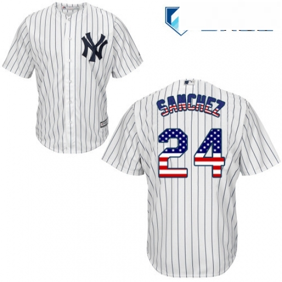 Mens Majestic New York Yankees 24 Gary Sanchez Authentic White USA Flag Fashion MLB Jersey Mens Majestic New York Yankees 24 Gary Sanchez Authentic White USA Flag Fashion MLB Jersey