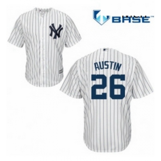 Mens Majestic New York Yankees 26 Tyler Austin Replica White Home MLB Jersey 