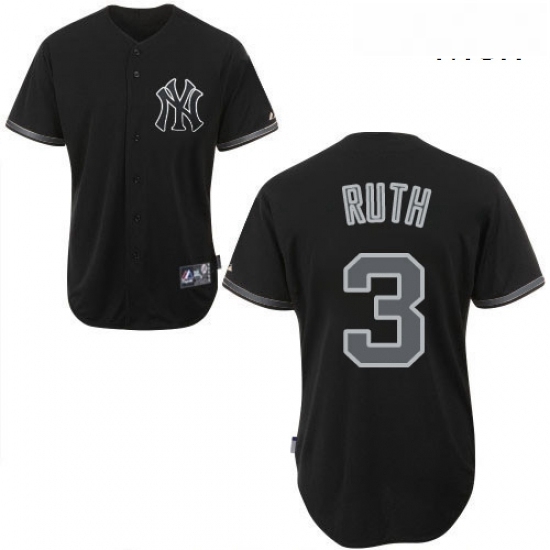 Mens Majestic New York Yankees 3 Babe Ruth Authentic Black Fashion MLB Jersey Mens Majestic New York Yankees 3 Babe Ruth Authentic Black Fashion MLB Jersey