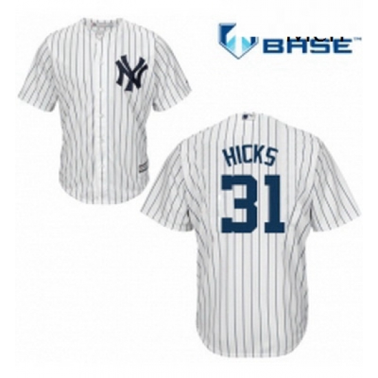 Mens Majestic New York Yankees 31 Aaron Hicks Replica White Home MLB Jersey Mens Majestic New York Yankees 31 Aaron Hicks Replica White Home MLB Jersey
