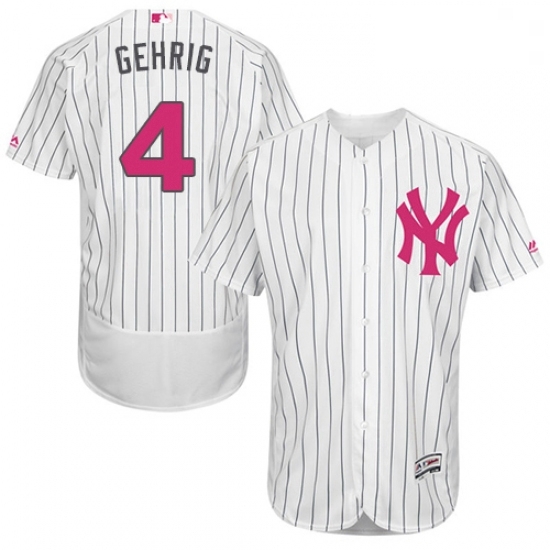 Mens Majestic New York Yankees 4 Lou Gehrig Authentic White 2016 Mothers Day Fashion Flex Base MLB Jersey Mens Majestic New York Yankees 4 Lou Gehrig Authentic White 2016 Mothers Day Fashion Flex Base MLB Jersey